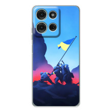 Чехол с украинским воином на Motorola MOTO G56 (Украинский прапор)