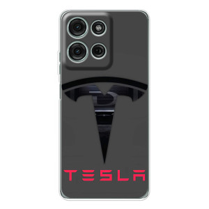 Силіконовий бампер з картинкою машини на Motorola MOTO G56 – Logo TESLA