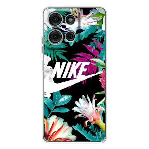 Силиконовый Чехол на Motorola MOTO G56 с картинкой Nike – Цветочный Nike
