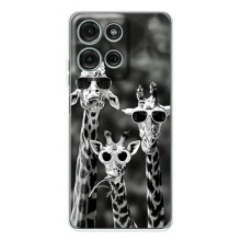 Силиконовый чехол с КАРТИНКАМИ лето для Motorola MOTO G56 (AlphaPrint) (Жирафы в очках)