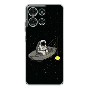Силиконовый Чехол с принтом "Космонавты" на Motorola MOTO G56 – Космонавт на рыбалке