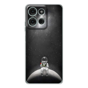 Силиконовый Чехол с принтом "Космонавты" на Motorola MOTO G56 – Космонавт романтик