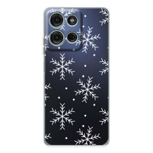 Зимні Чохли для Мото Джі56 - прозорий фон (Білі сніжинки)