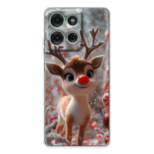 Яркий чехол для Motorola MOTO G56 с Зимними Оленятами