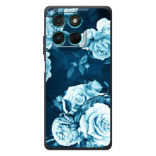 Чехлы (ART) Цветы на Motorola Moto G57 Power (VPrint) (Голубые Бутоны)