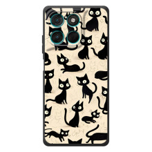 Чехол с рисунком кот на Motorola Moto G57 Power (Черные коты)