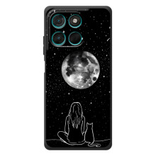 Чехол с рисунком кот на Motorola Moto G57 Power (Девушка с котом)