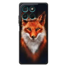 Чехол с принтом лисички на Моторола Мо́то G57 Павер (Лиса на черном)