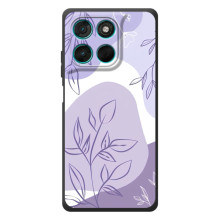 Силконовий чохол з принтом в квітах на Motorola Moto G57 Power (Фіолетовий дизайн)