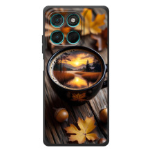 Чехол с уникальным дизайном «Осень с кофе» для Motorola Moto G57 Power – Тёмный кофе