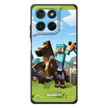 Чехлы для Motorola Moto G57 Power (Персонажи Майн Крафт) (На коне)