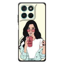 Силиконовый Чехол на Motorola Moto G57 Power с картинкой Стильных Девушек (С напитком)