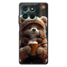 Печатный чехол «Зверята с кофе» для Motorola Moto G57 Power (Мишка с кофе)