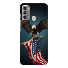 Чехол Флаг USA для Motorola MOTO G60 – Орел и флаг