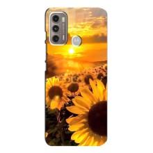 Чехол с Цветами для Motorola MOTO G60 (поле подсолнухов)