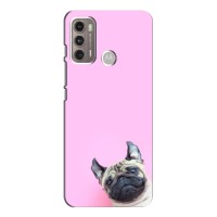 Бампер для Motorola MOTO G60 с картинкой "Песики" (Собака на розовом)