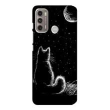 Чохол з принтом для Motorola MOTO G60 (AlphaPrint) Модні коти (Котик і місяць)