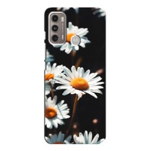 Чехол с ромашками на Motorola MOTO G60 – Белые ромашки