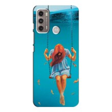 Чехол Стильные девушки на Motorola MOTO G60 – Девушка на качели