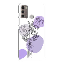 Силиконовый чехол с принтом в цветах на Motorola MOTO G60 – Фиолетовый букет