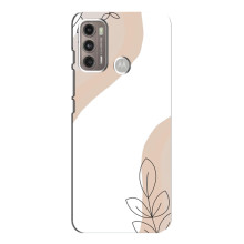 Силиконовый чехол с принтом в цветах на Motorola MOTO G60 – Нюдовый дизайн