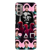 Чехол Гра в кальмара для Motorola MOTO G60 – Персонажи игры кальмара