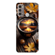 Чехол с уникальным дизайном «Осень с кофе» для Motorola MOTO G60 – Тёмный кофе