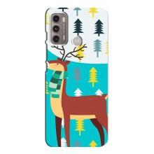 Силиконовый бампер с картинкой животных для Motorola MOTO G60 (Олень с шарфом)