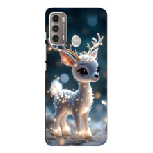 Яркий чехол для Motorola MOTO G60 с Зимними Оленятами – Блистающий оленёнок