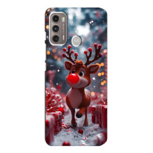 Яркий чехол для Motorola MOTO G60 с Зимними Оленятами – Олень среди подарков