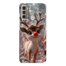 Яркий чехол для Motorola MOTO G60 с Зимними Оленятами