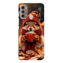 Печатный чехол «Зверята с кофе» для Motorola MOTO G60 – Белка с кофе