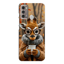 Печатный чехол «Зверята с кофе» для Motorola MOTO G60 – Жираф с кофе