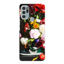 Брендновые Чехлы для Motorola MOTO G60s - (PREMIUMPrint) (Nike цветы)