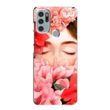 Чехлы (ART) Цветы на Motorola MOTO G60s (VPrint) (Глаза в цветах)