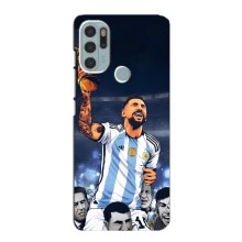 Чехлы для Motorola MOTO G60s (Leo чемпион) (AlphaPrint) (Месси с кубком)