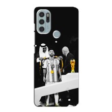 Чехлы для Motorola MOTO G60s (Leo чемпион) (AlphaPrint) (Месси в накидке)