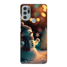 Чехлы на Новый Год Motorola MOTO G60s – Снеговик праздничный