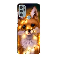 Чехлы с картинкой Лисички для Motorola MOTO G60s (VPrint) (Лисичка в гирляндах)