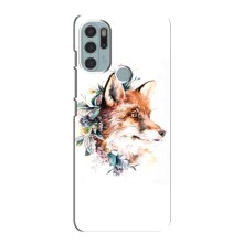 Чехлы с картинкой Лисички для Motorola MOTO G60s (VPrint) (Лисичка в цветочках)