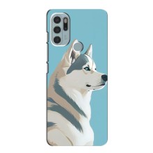 Чехол с Хаски для Motorola Moto G60s - (AlphaPrint) (Хаски арт)