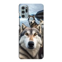 Чехол с Хаски для Motorola Moto G60s - (AlphaPrint) (Селфи ХАски)