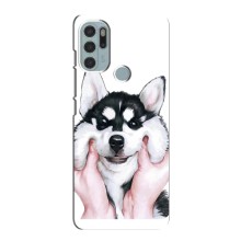 Чехлы с собаками для Motorola MOTO G60s (VPrint) (Довольный Хаски)
