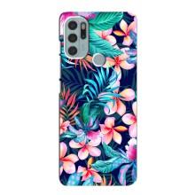 Чехол для Мото G60s - с принтом (Дизайнерские) (AlphaPrint) (Красочные цветы)
