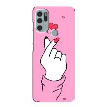 Чехол с принтом для Motorola MOTO G60s (AlphaPrint - Знак сердечка)