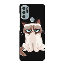 Чехол с принтом для Motorola MOTO G60s (AlphaPrint) Модные коты (Грустный кот)