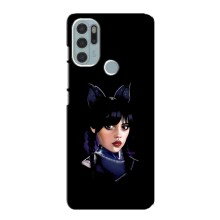 Чехлы Венсдей на Motorola MOTO G60s Уэнсдей (AlphaPrint) (серьезная Уэнздей)