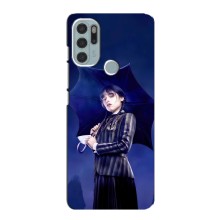Чехлы Венсдей на Motorola MOTO G60s Уэнсдей (AlphaPrint) (Уэнздей с зонтом)