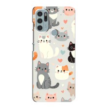 Чехол с рисунком кот на Motorola MOTO G60s (Коллаж котов)