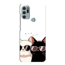 Чехол с рисунком кот на Motorola MOTO G60s (Коты в очках)
